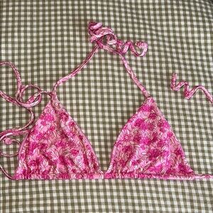 Frankie's Bikinis Pink Floral Bikini Top